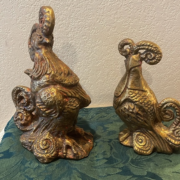 Vintage Gold Rooster and chicken by Jaru of California - Picture 4 of 8